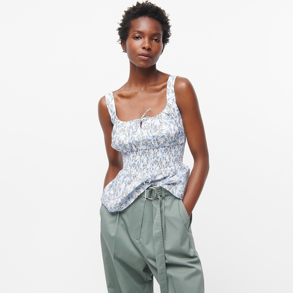 NWT J Crew Smocked Waist Top in Liberty Rose Floral - Picture 5 of 6